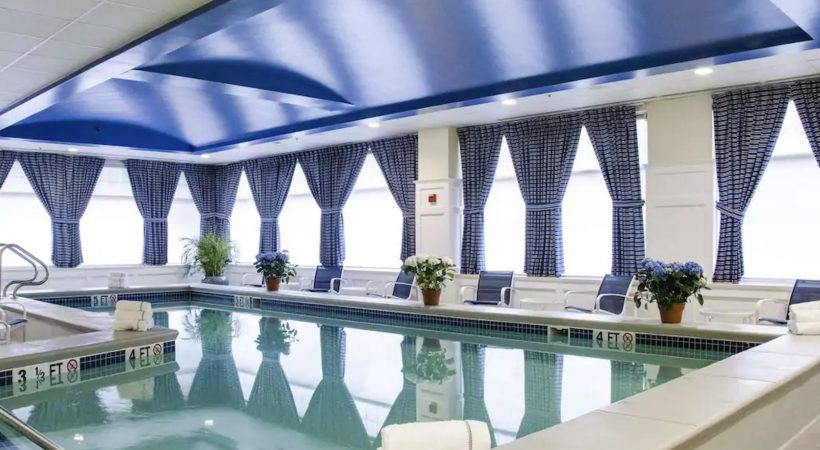 The heated indoor swimming pool at the Salem Waterfront Hotel & Suites